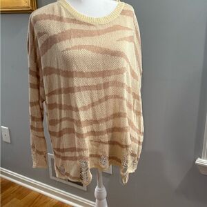 Striped Cream and Tan Sweater